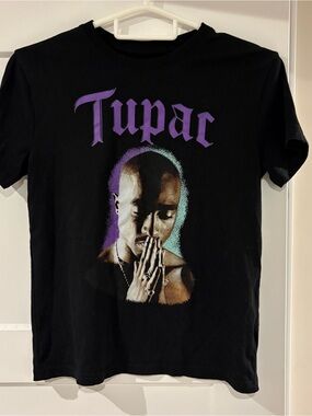 Tupac 2Pac Black Graphic T-shirt tee XS - EUC